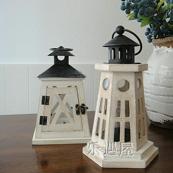 北歐原木地中海風情粗獷木制蠟燭臺風燈家居裝飾品創意擺件