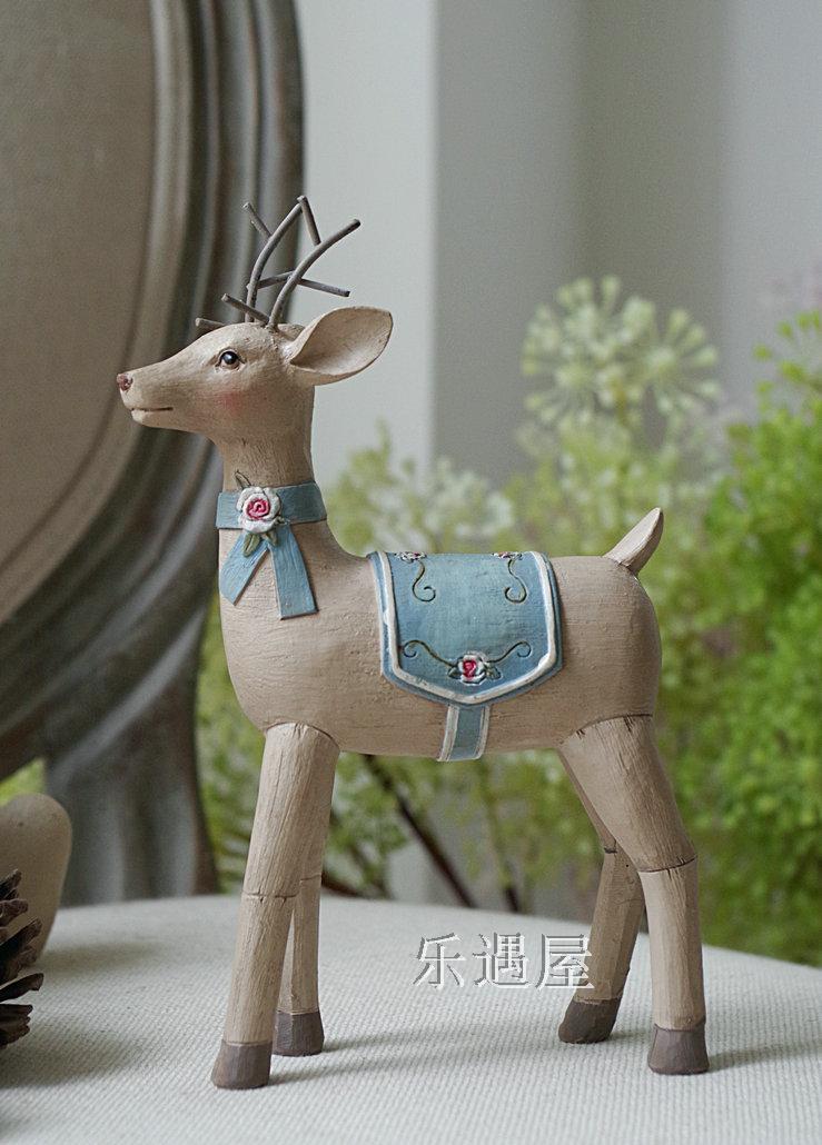 特美式鄉村法式清新田園裝飾擺件家居飾品創意禮物童話麋鹿木馬