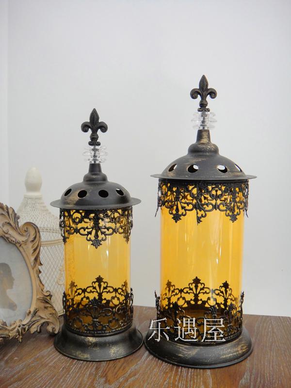歐式復古摩洛哥鐵藝鏤空雕花燭臺家居裝飾罐樣板房婚慶道具