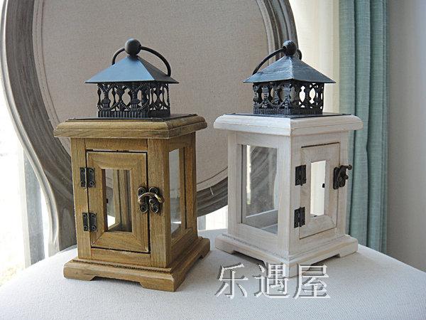 特地中海風情木燭臺風燈馬燈原木復古做舊家居擺件裝飾品創意
