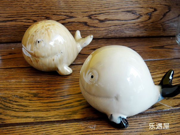 ZAKKA風格裝飾擺件陶瓷窖變工藝品可愛小鯨魚