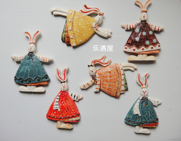 樹脂彩繪韓式田園法式鄉村彼得兔子冰箱貼創意裝飾磁貼