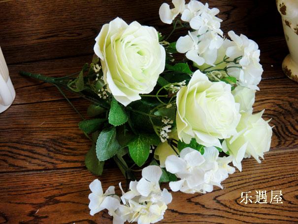 外貿出口超美的11頭繡球玫瑰仿真花假花