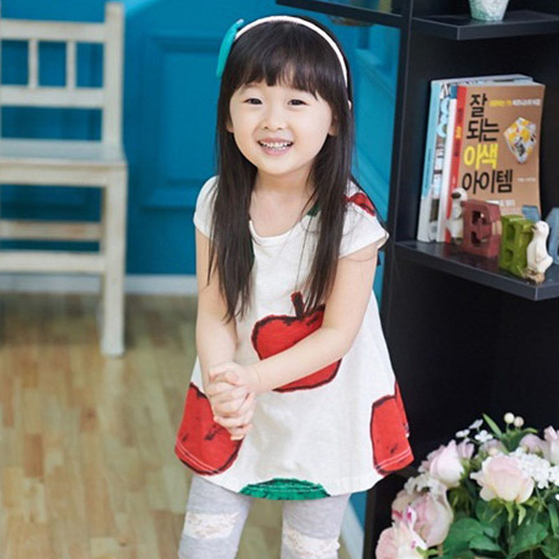 寶寶蘋果裙衣 夏裝新款韓版女童童裝 兒童休閑打底衫qz-2696