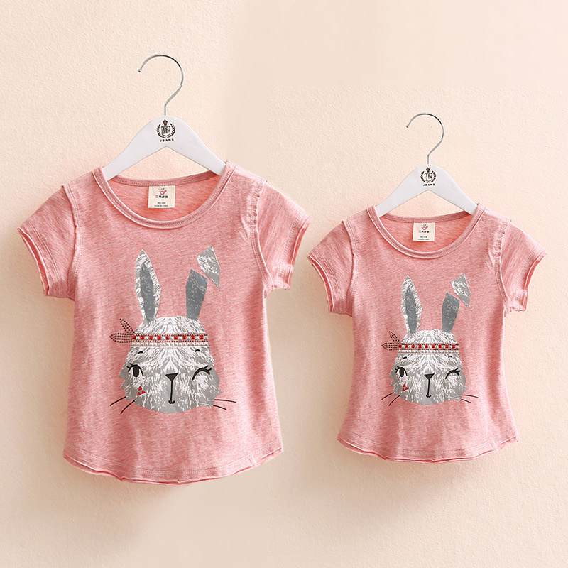 寶寶小兔短袖t恤 夏裝新款韓版女童童裝 兒童親子T恤tx-7265