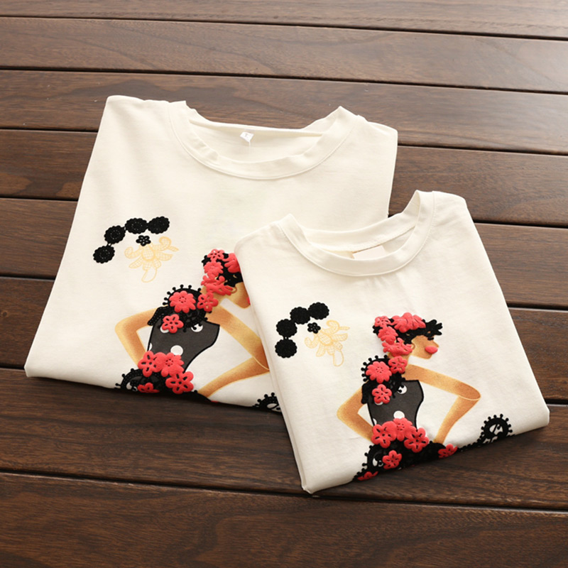 寶寶卡通T恤 夏裝韓版新款女童童裝兒童親子短袖上衣tx-7389