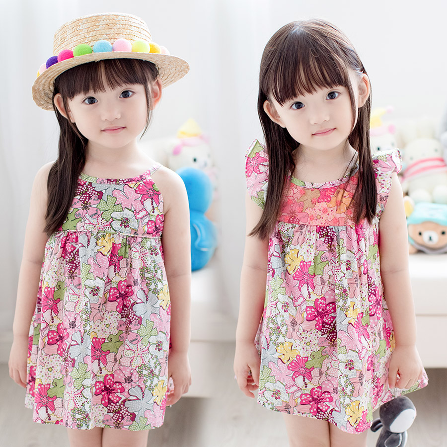 寶寶碎花連衣裙 夏裝新款韓版女童童裝 兒童娃娃裙子qz-3406