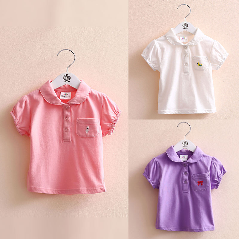 寶寶翻領短袖T恤女 夏裝新款韓版女童童裝 兒童打底衫tx-6920