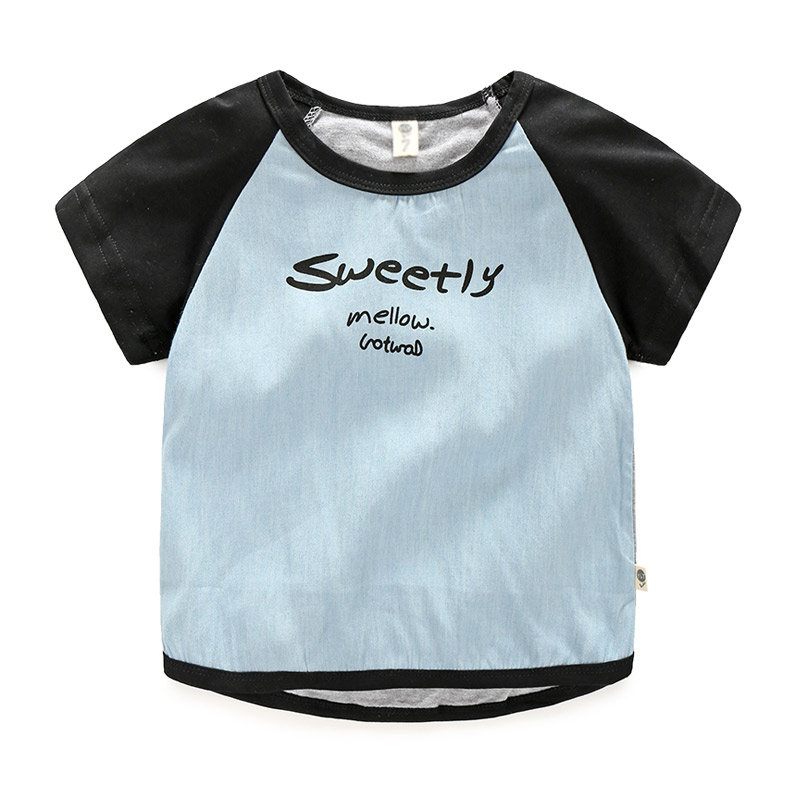 寶寶短袖T恤 夏裝韓版新款男童童裝兒童拼色打底衫tx-5593