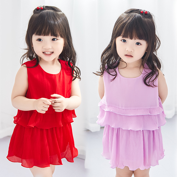 寶寶純色背心裙 夏裝韓版新款女童童裝 兒童連衣裙子qz-2887
