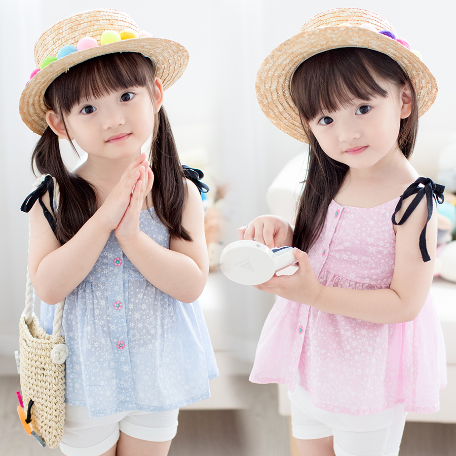 寶寶碎花娃娃衫 夏裝韓版新款女童童裝 兒童可愛吊帶tx-6677