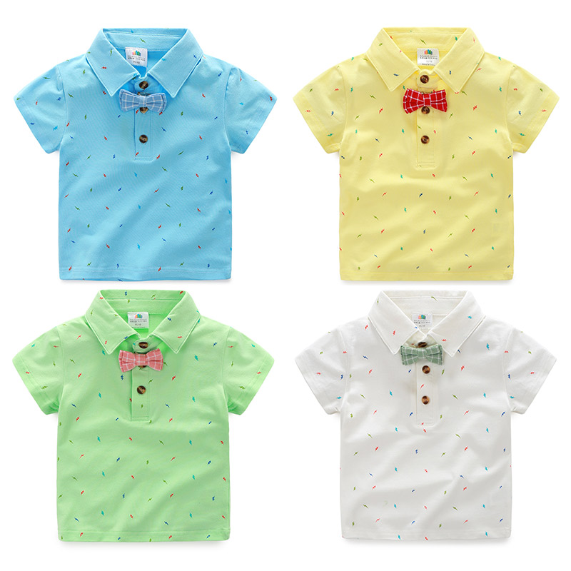 寶寶蝴蝶結短袖T恤 夏裝新款男童童裝兒童滿印打底衫tx-6722