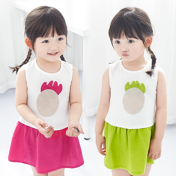 寶寶拼色背心裙 夏裝新款韓版女童童裝 兒童菠蘿裙子qz-3212