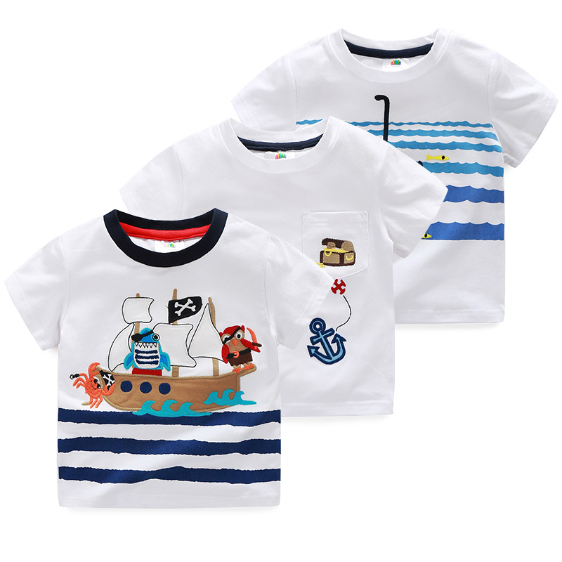 寶寶海軍風短袖T恤男 夏裝新款男童童裝兒童卡通上衣tx-6733