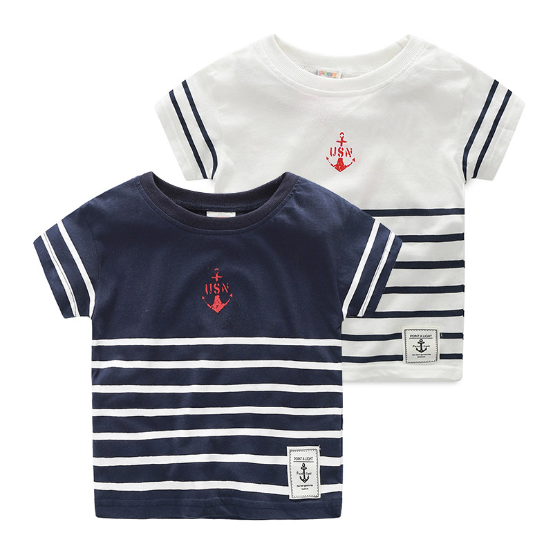寶寶條紋T恤 夏裝韓版新款男童童裝兒童短袖上衣tx-7280