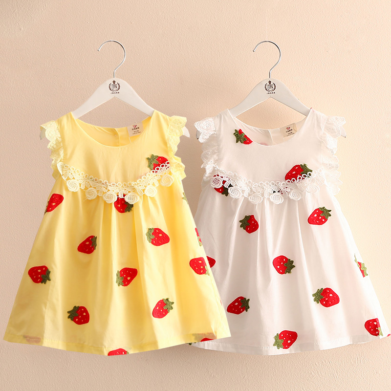 寶寶草莓裙衫女 夏裝韓版新款女童童裝 兒童飛袖T恤潮tx-6918