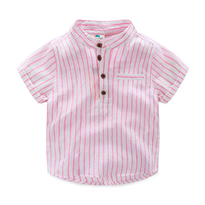 寶寶豎條紋襯衫 夏裝新款韓版男童童裝 兒童短袖襯衣tx-7010