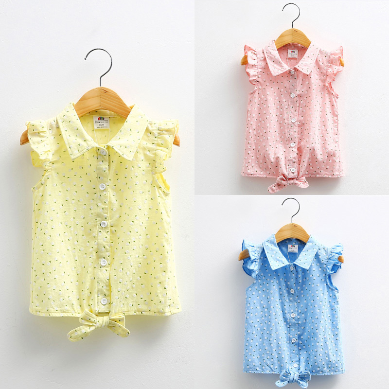 寶寶碎花襯衫 夏裝韓版新款童裝女童裝兒童滿印娃娃衫tx-6683