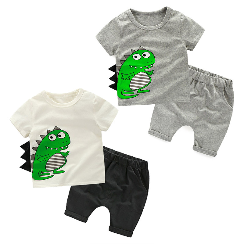 寶寶恐龍套裝男 夏裝新款男童童裝 兒童T恤褲子兩件套tz-3126