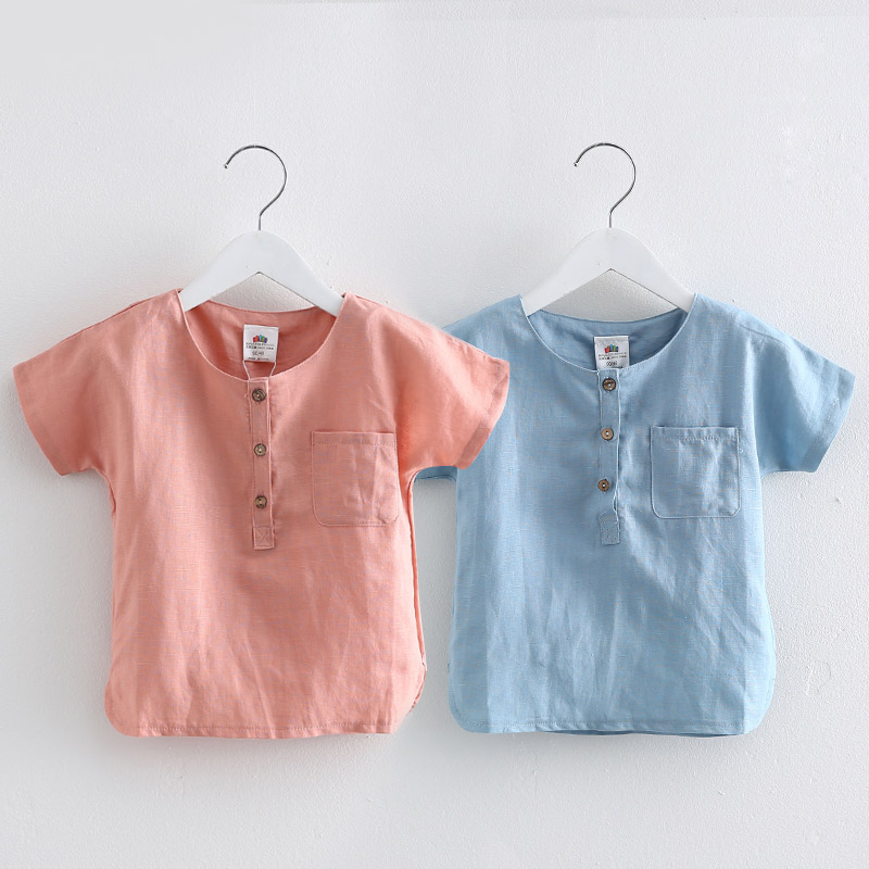 韓版寶寶純色T恤 夏裝新款童裝男童裝兒童短袖襯衫tx-6610