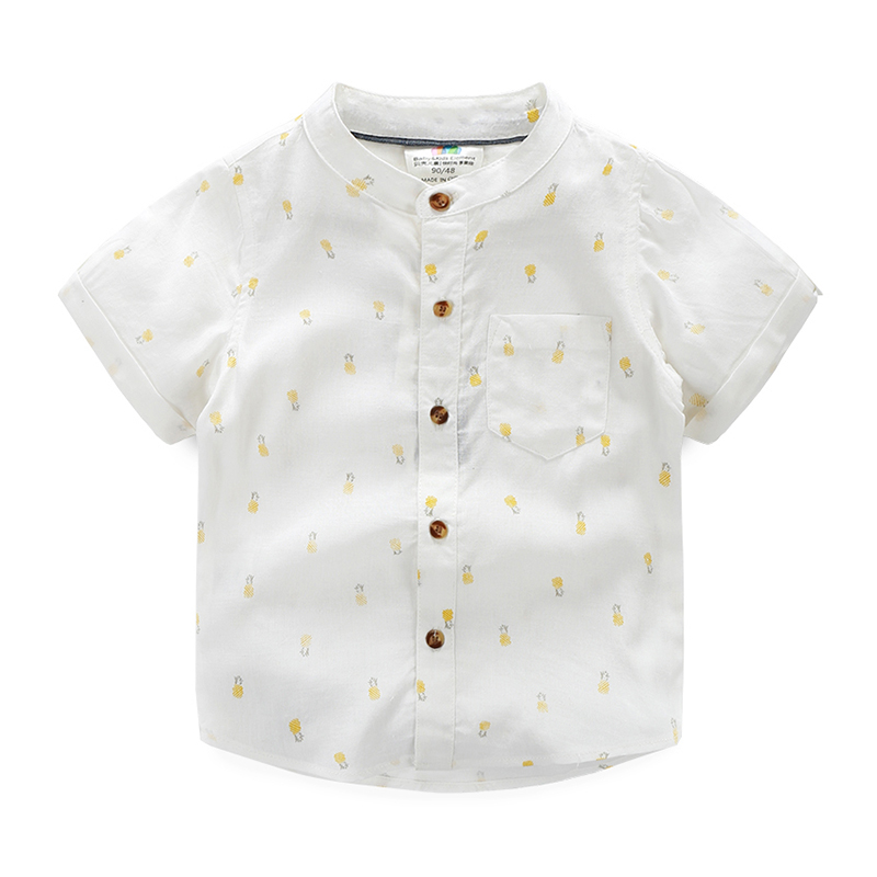寶寶立領短袖襯衫 夏裝新款韓版男童童裝兒童滿印襯衫tx-6725