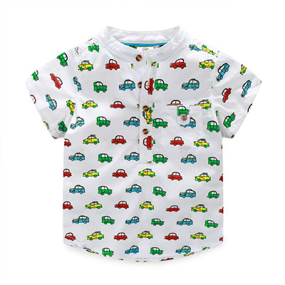 寶寶小汽車襯衫 夏裝新款韓版男童童裝 兒童短袖襯衣tx-6957