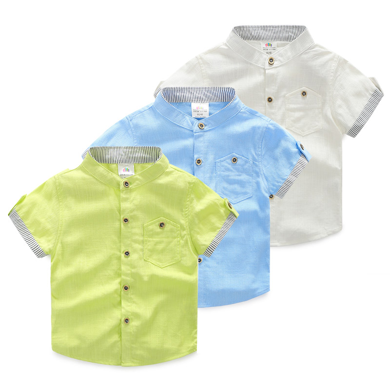 寶寶條紋短袖襯衣 夏裝新款韓版男童童裝兒童簡約襯衫tx-6716