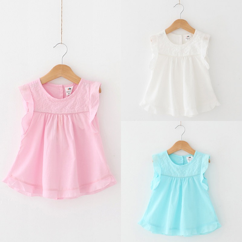 寶寶刺繡背心裙 夏裝新款韓版女童童裝 兒童飛袖裙子qz-3369