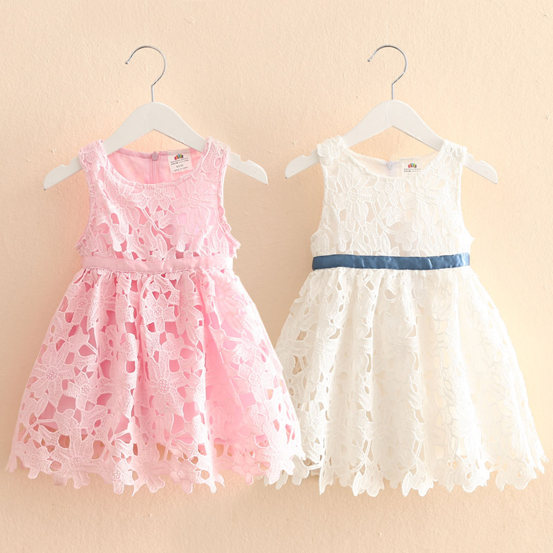 寶寶蕾絲鏤空連衣裙 夏裝新款韓版女童童裝 兒童裙子qz-3355