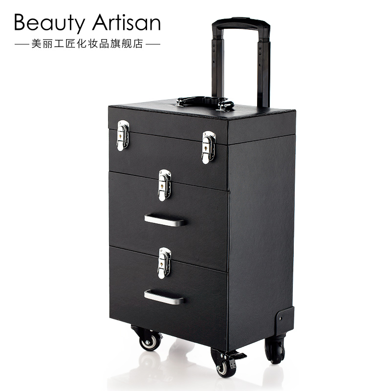 專業美甲拉桿化妝箱跟妝箱多層大容量彩妝萬向輪工具箱
