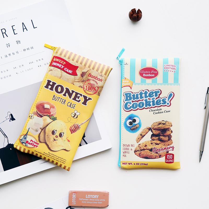 韓國創意趣味零食薯片餅干筆袋文具袋手機零錢包學生文具鉛筆袋
