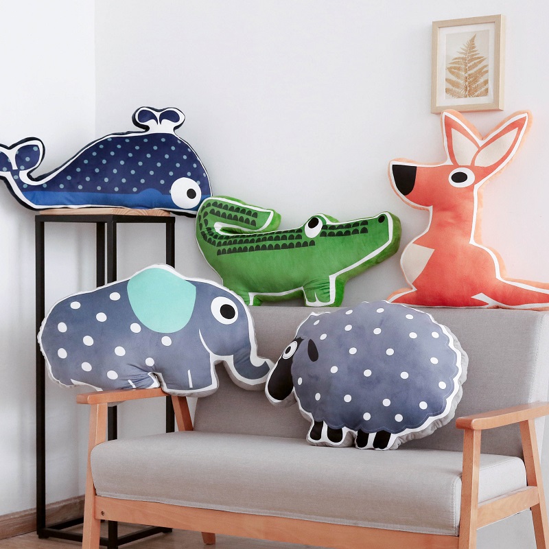 創意動物造型兒童抱枕靠墊坐墊可愛女生多功能玩具卡通毛絨玩偶