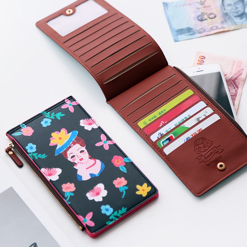 創意多功能安娜西長款卡夾卡通錢夾名片夾可愛卡包零錢包