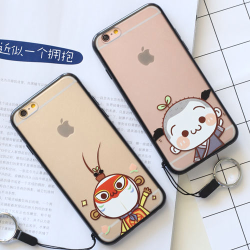 iphone6手機殼6splus硅膠套蘋果六5s帶掛繩可愛情侶款創意韓國女