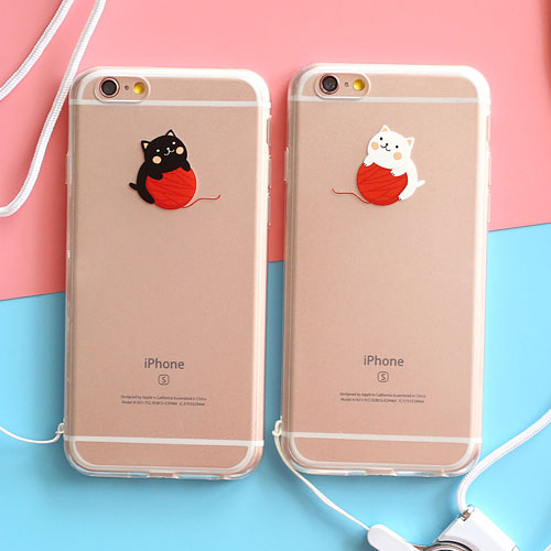 蘋果六iphone6手機殼6splus情侶款指環扣外殼5s帶掛繩可愛貓咪女