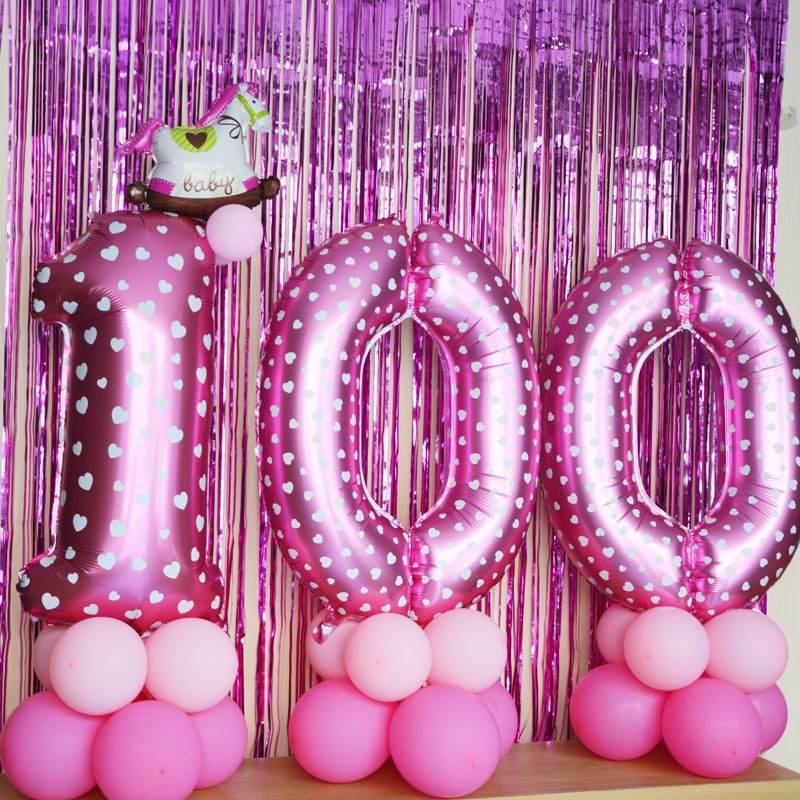 40寸大數字氣球男女生日派對布置裝飾數字鋁箔氣球彩色數字立柱