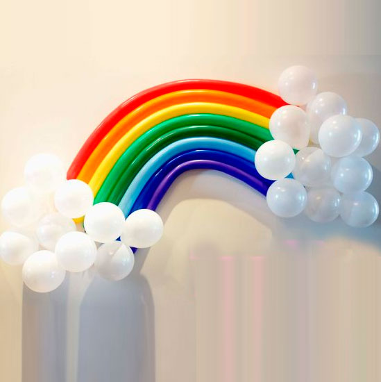彩虹乳膠氣球套裝寶寶宴生日裝飾布置元素彩虹氣球組合長條氣