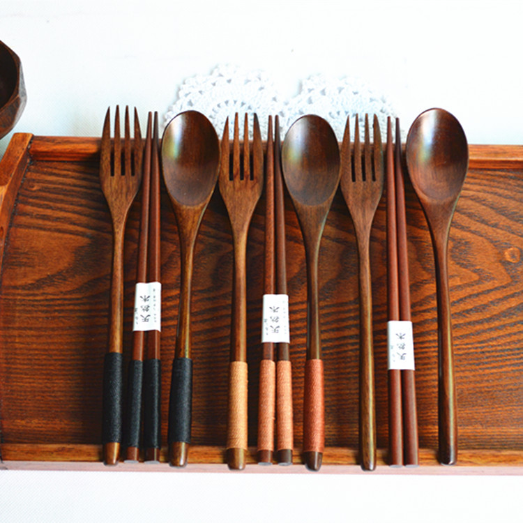 多款環保便攜筷木質勺叉布袋創意餐具勺筷旅行套裝餐具