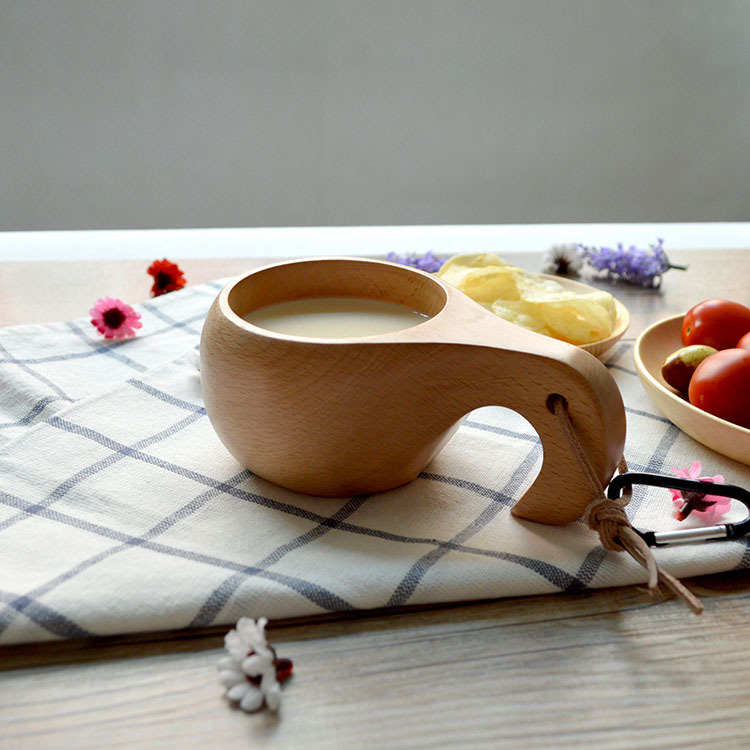 出口芬蘭木質杯牛奶杯辦公室水杯創意禮物高檔禮品杯木餐具