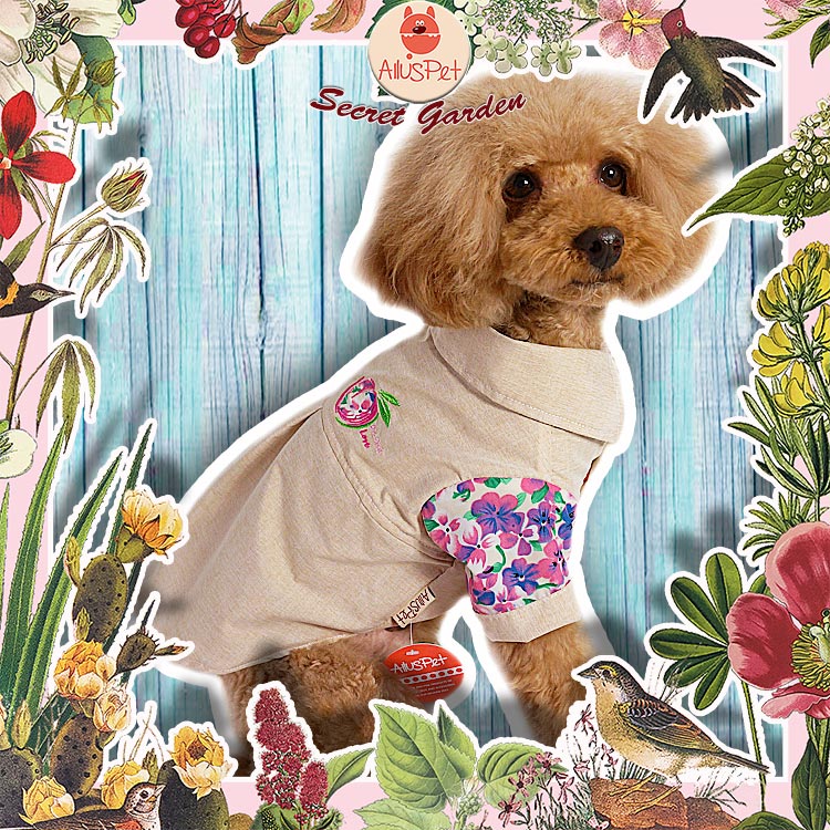 AilusPetの秘密花園 蜜桃刺繡版型襯衫 寵物衣服狗狗襯衫比熊春夏
