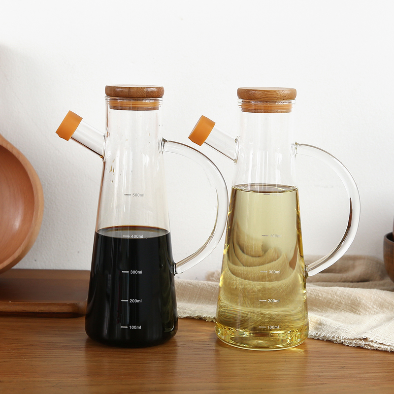 創意醬醋瓶耐腐蝕竹木蓋廚房調味油瓶玻璃油壺調料瓶